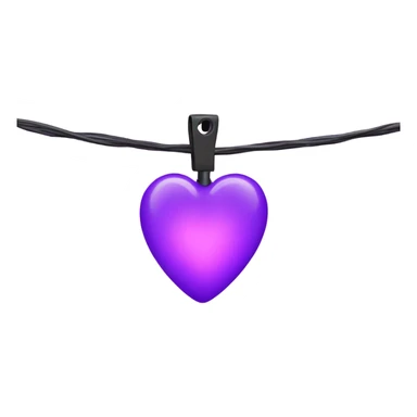 Realistic isolated purple heart shaped christmas string lights sticker