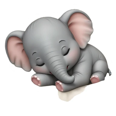 meme-worthy-cute-sleeping-baby-elephant-portrait-emoji,-head-resting-peacefully-with-a-contented-smile,-showcasing-a-delightfully-tiny-build-and-a-luxuriously-soft-gray-hide,-eyes-shut-in-a-serene,-restful-nap,-simplified sticker