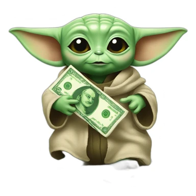 BABY YODA HOLDING MONEY sticker