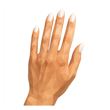 beautiful realistic female hand with five fingers and white manicure sticker