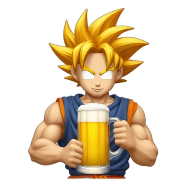 Goku tomando una cerveza sticker