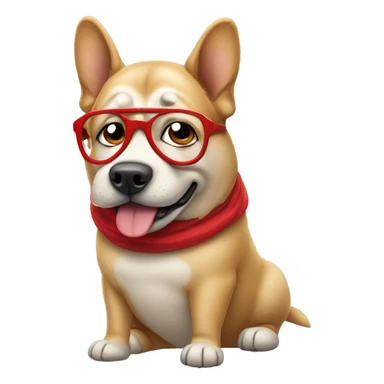 Big fat dog wearing red glasses  sticker
