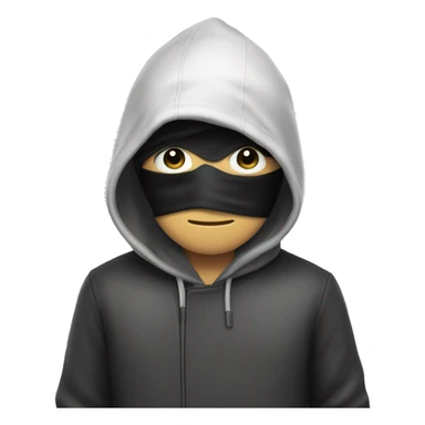 A thief wearing eye masks and holding bag at his back, his clothe have black and white line sticker