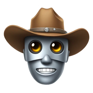 robot face with a cowboy hat sticker
