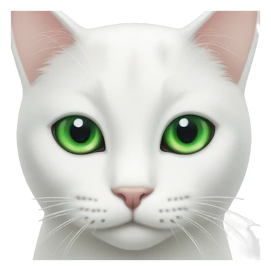 White cat with one green and one blie eye sticker