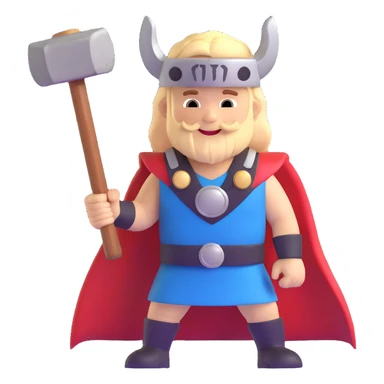 cute thor superhero with hammer smiling for children sticker