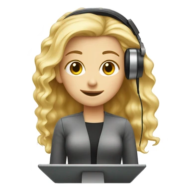 Audio technician blonde girl with an audio desk sticker