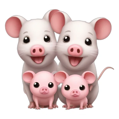 Mouse with two pigs sticker