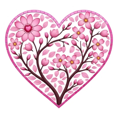 sakura heart with a mosaic pattern sticker