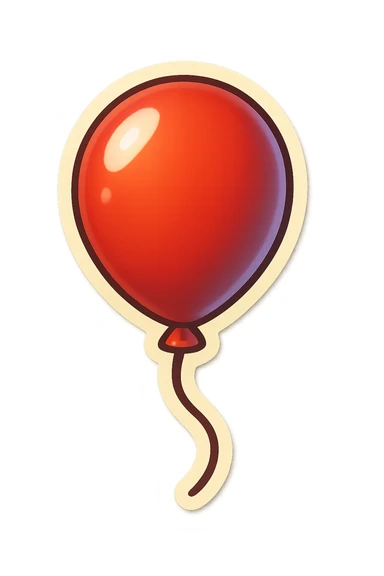 single balloon symbol, cartoon style sticker, simple and clear, no text sticker