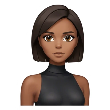 Victoria Beckham with short dark brown bob haircut, black bodysuit wearing black heels sticker