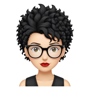 mulher branca de óculos e cabelo moicano preto enrolado sticker