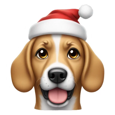 Dog wearing a Santa hat sticker