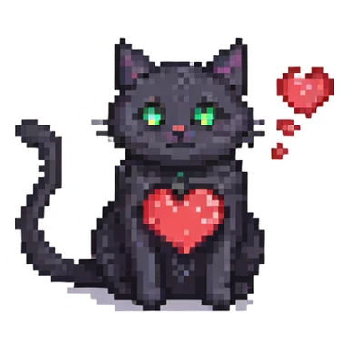 black cat with heart eyes sticker