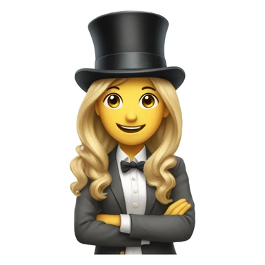 happy girl in top hat sticker
