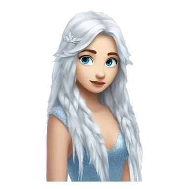 big wings, silver, feather, icy ,snowflake, Beautiful, fairy, long hair, blue eyes sticker