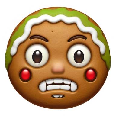 angry gingerbread man head with white eyes sticker