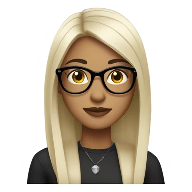 Girl with long straight black hair thin black glasses a stud piercing sticker