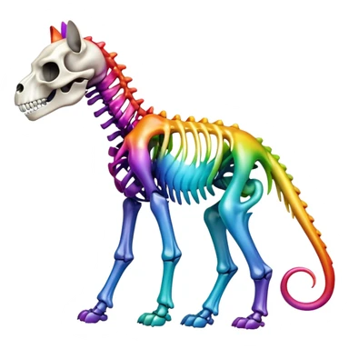 A rainbow gradient epic shiny cool edgy skeletal animal, full body sticker