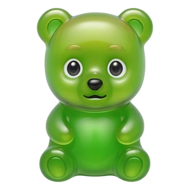 green gummy bear with eyes and blond hair sticker