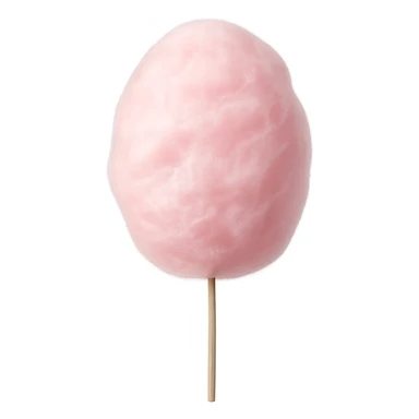 Cotton candy on a stick, isolated on a white background, realistic food photography style, highlighting the stick and fluffy cotton candy texture. sticker