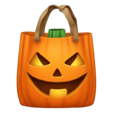 Orange Trick or treat bag with jack-o’-lantern face sticker