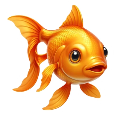 Cinematic Cute Orange Goldfish Portrait Emoji, Head tilted playfully and inquisitively, featuring a glossy, vibrant orange body with delicate, flowing fins, round, sparkling golden eyes filled with curiosity, Simplified yet irresistibly adorable features, highly detailed, glowing with a warm, friendly glow, high shine, affectionate and lively, stylized with a touch of whimsy, bright and endearing, soft glowing outline, capturing the essence of a mischievous yet loving goldfish, so playful it feels like it could swim out of the screen and into your heart! sticker