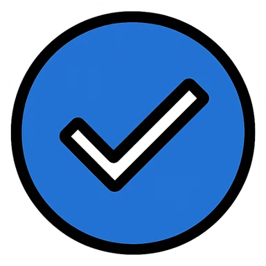 facebook verified badge, blue checkmark in a circle, clean and simple icon style sticker