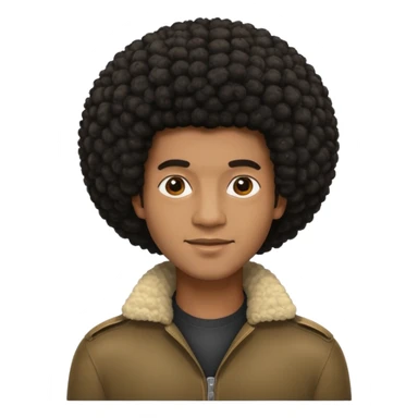  Afro slight smile and black skin color emoji male sticker