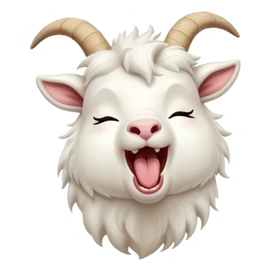 Cinematic Cute Yawning White Goat Portrait Emoji, Head tilted slightly with a dramatic, wide-open yawn, showcasing a soft, downy white fur with delicate horns and gently drooping ears, round eyes barely open in drowsy contentment, Simplified yet irresistibly adorable features, highly detailed, glowing with a soft, cozy glow, high shine, relaxed yet expressive, stylized with a touch of whimsy, bright and endearing, soft glowing outline, capturing the essence of a sleepy yet affectionate goat, so drowsy it feels like it could stretch out of the screen and curl up for a nap! sticker