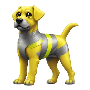 Yellow holographic oilslick dog yellow caution tape graffiti gray neon sticker