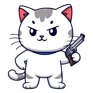 cat with a gun sticker