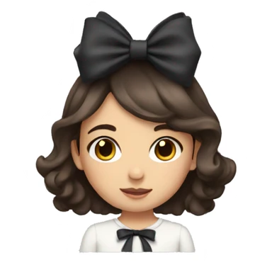 cute girl with dark brown hair with bow in hair sticker