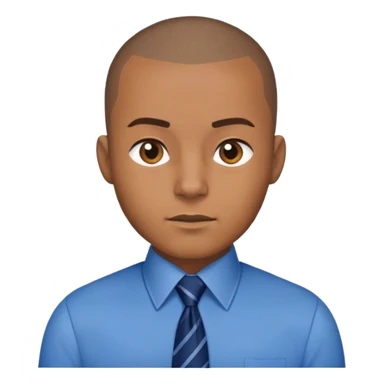 Man with brown buzz cut with a blue shirt and navy tie  sticker