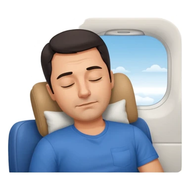 A handsome 45 year old man with dark hair sleeping blissfully on an international flight. sticker