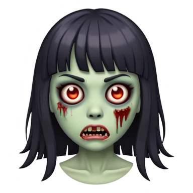 Female zombie emoji noirette with bangs  sticker