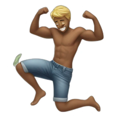 Shirtless guy dancing under raining money  sticker