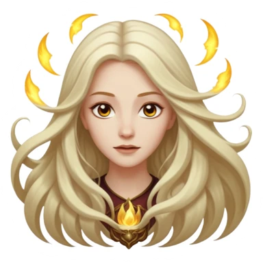 White Long Haired Women, Mystic seer — hair floating, glowing eyes sticker
