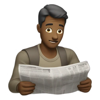 man reading a paper newspaper sticker
