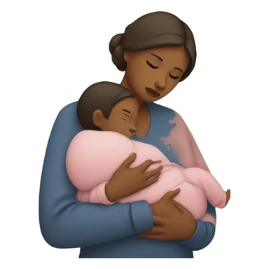 Sad mom with baby tired sticker