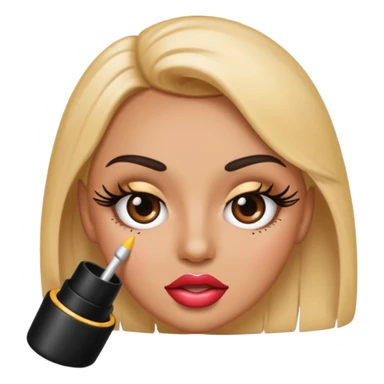 Emoji face with lashes and nails with big lips rolling their eyes sticker