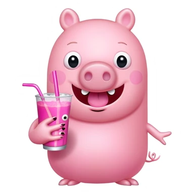 Peppa Pig with long fashionable nails, holding a monster drink. sticker
