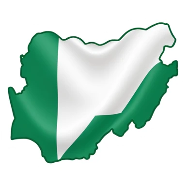 "Nigeria outline filled with the Nigerian flag colors, green-white-green, simple and bold, vector-style, clean and vibrant." sticker