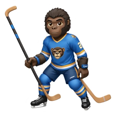 A panther with a gorilla with a hockey player sticker