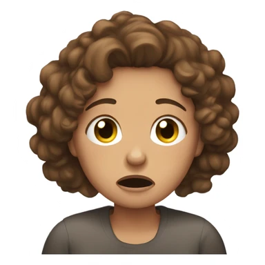 woman with curly brown hair crying at her phone sticker