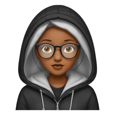 black woman in hooded jackets and glasses sticker