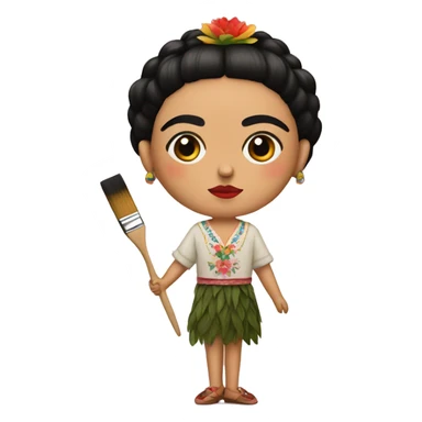 body frida kahlo kid with paintbrush sticker
