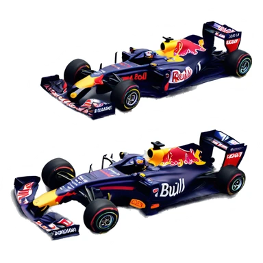 Red bull formula 1 car on top of Mercedes formula 1 car sticker
