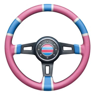 steering wheel with transgender pride flag colors sticker