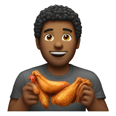A men eating a chicken wing sticker